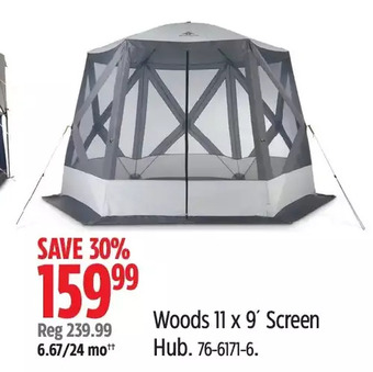 Canadian Tire Woods 11 x 9' screen hub offer