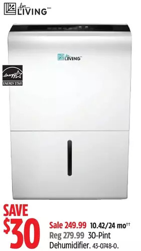 Canadian Tire 30-pint dehumidifier offer