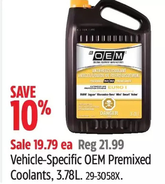 Canadian Tire Vehicle-specific oem premixed coolants offer