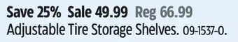 Canadian Tire Adjustable tire storage shelves offer
