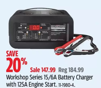 Canadian Tire Motomaster workshop series 15/6a battery charger with 125a engine start offer