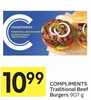 Foodland Compliments traditional beef burgers offer