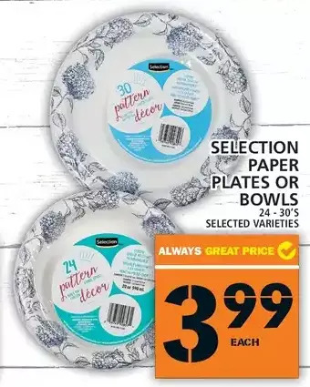 Food Basics Selection paper plates or bowls offer