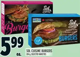Metro Sol cuisine burgers offer