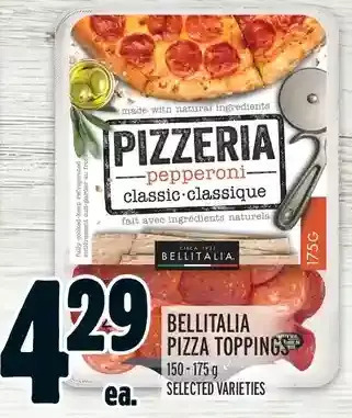 Metro Bellitalia pizza toppings offer