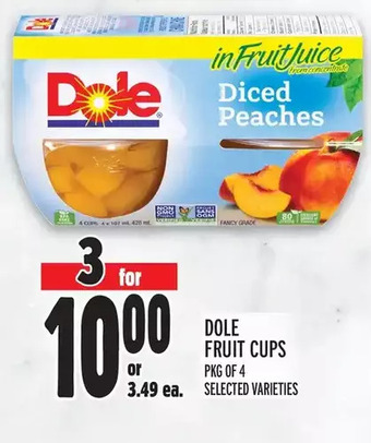 Metro Dole fruit cups offer