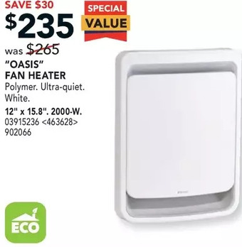 Lowe's "oasis" fan heater offer