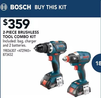 Lowe's Bosch 2-piece brushless tool combo kit offer