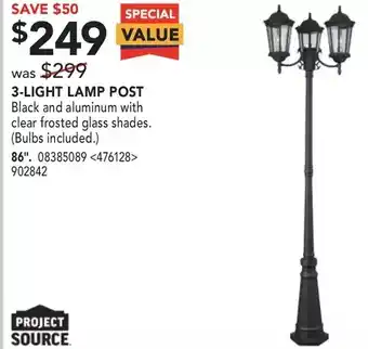 Lowe's Project source 3-light lamp post offer