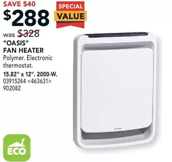 Lowe's "oasis" fan heater offer