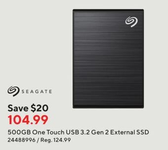 Staples Seagate one touch usb 3.2 gen 2 external ssd offer