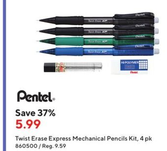 Staples Pentel twist - erase express mechanical pencils kit 4 pk offer