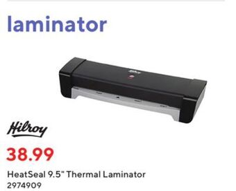Staples Hilroy heatseal 9.5" thermal laminator offer