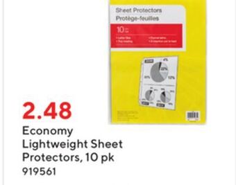 Staples Economy lightweight sheet protectors, 10 pk offer