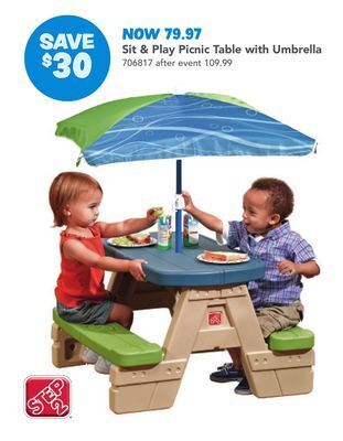 Toys R us Step2 sit & play picnic table with umbrella offer