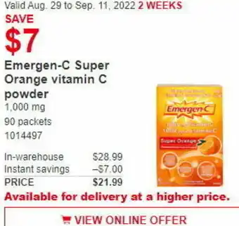 Costco Emergen-C Super Orange Vitamin C Powder 1,000 mg offer