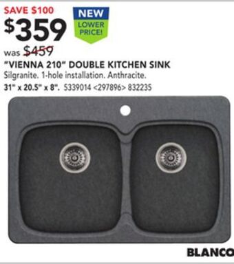 Lowe's Blanco "vienna 210" double kitchen sink 31" x 20.5" x 8" offer