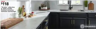 Lowe's Belanger laminates "stretta" collection 6' white marble finished melamine laminate countertops offer