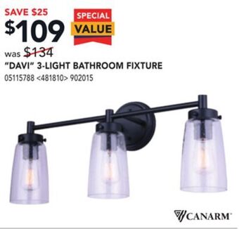 Lowe's Canarm "davi" 3-light bathroom fixture offer