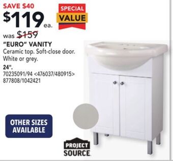 Lowe's Project source "euro" vanity 24" offer