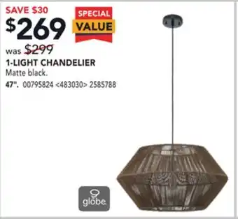 Lowe's Globe 1-light chandelier 47" offer