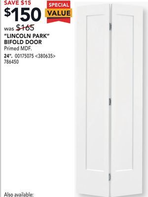 Lowe's Metrie "lincoln park" bifold door 24" offer