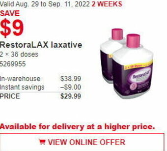 Costco RestoraLAX Laxative offer