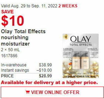 Costco Olay Total Effects Nourishing Moisturizer 2 x 50 ml offer