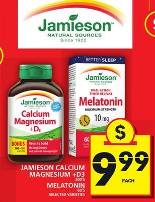 Food Basics Jamieson calcium magnesium +d3 or melatonin offer