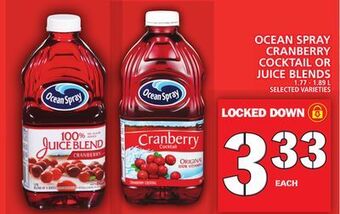 Food Basics Ocean spray cranberry cocktail or juice blends offer