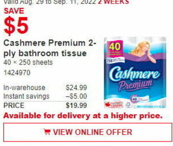 Costco Cashmere Premium 2-ply Bathroom Tissue offer