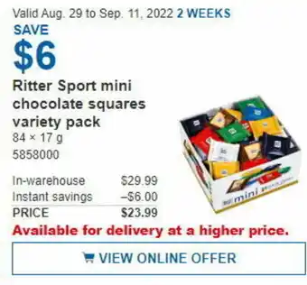Costco Ritter Sport Mini Chocolate Squares offer