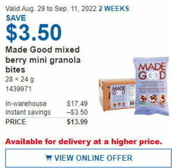 Costco Made Good Mixed Berry Mini Granola Bites offer