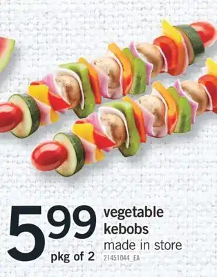 Fortinos Vegetable kebobs, pkg of 2 offer