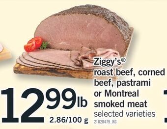 Fortinos Ziggy's® roast beef, corned beef, pastrami or montreal smoked meat offer