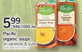 Fortinos Pacific organic soups, 946/1000 ml offer