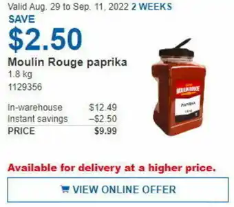 Costco Moulin Rouge Paprika offer