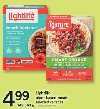 Fortinos Lightlife plant based meats, 142-340 g offer