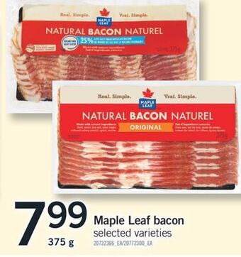 Fortinos Maple leaf bacon, 375 g offer