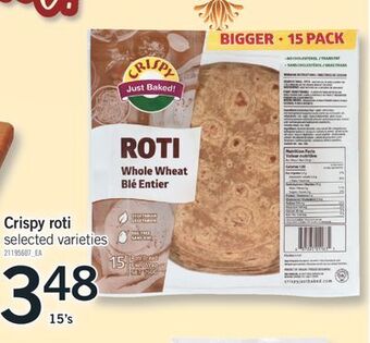Fortinos Crispy roti, 15's offer