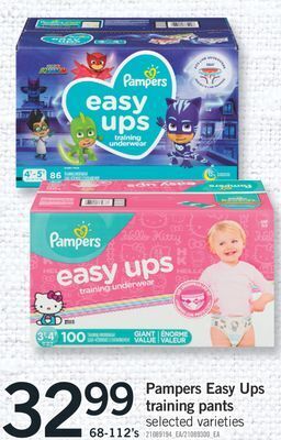 Fortinos Pampers easy ups training pants, 68-112's offer
