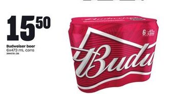 Loblaws Budweiser beer, 6x473 ml cans offer