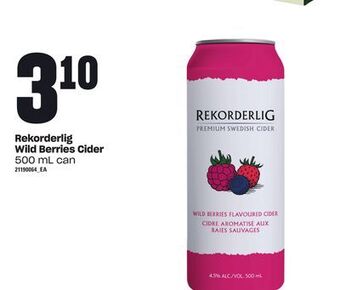 Loblaws Rekorderlig wild berries cider, 500 ml can offer