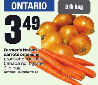 Loblaws Farmer's market™ carrots or onions, 3 lb bag offer