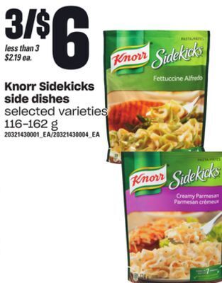 Loblaws Knorr sidekicks side dishes, 116-162 g offer