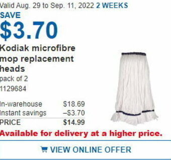 Costco Kodiak Microfibre Mop Replacement Heads offer