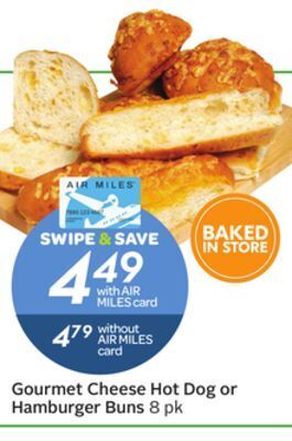 Sobeys Gourmet cheese hot dog or hamburger buns offer