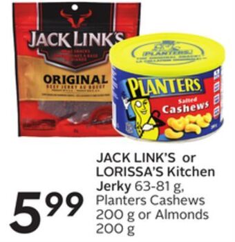 Sobeys Jack link's or lorissa's kitchen jerky offer