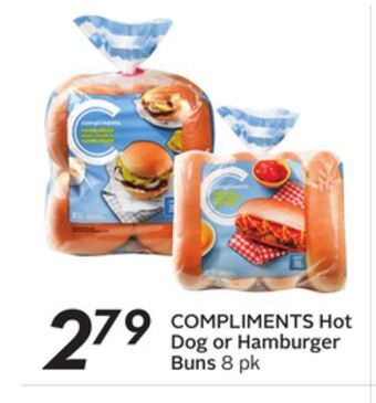 Sobeys Compliments hot dog or hamburger buns offer