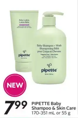 Sobeys Pipette baby shampoo & skin care offer